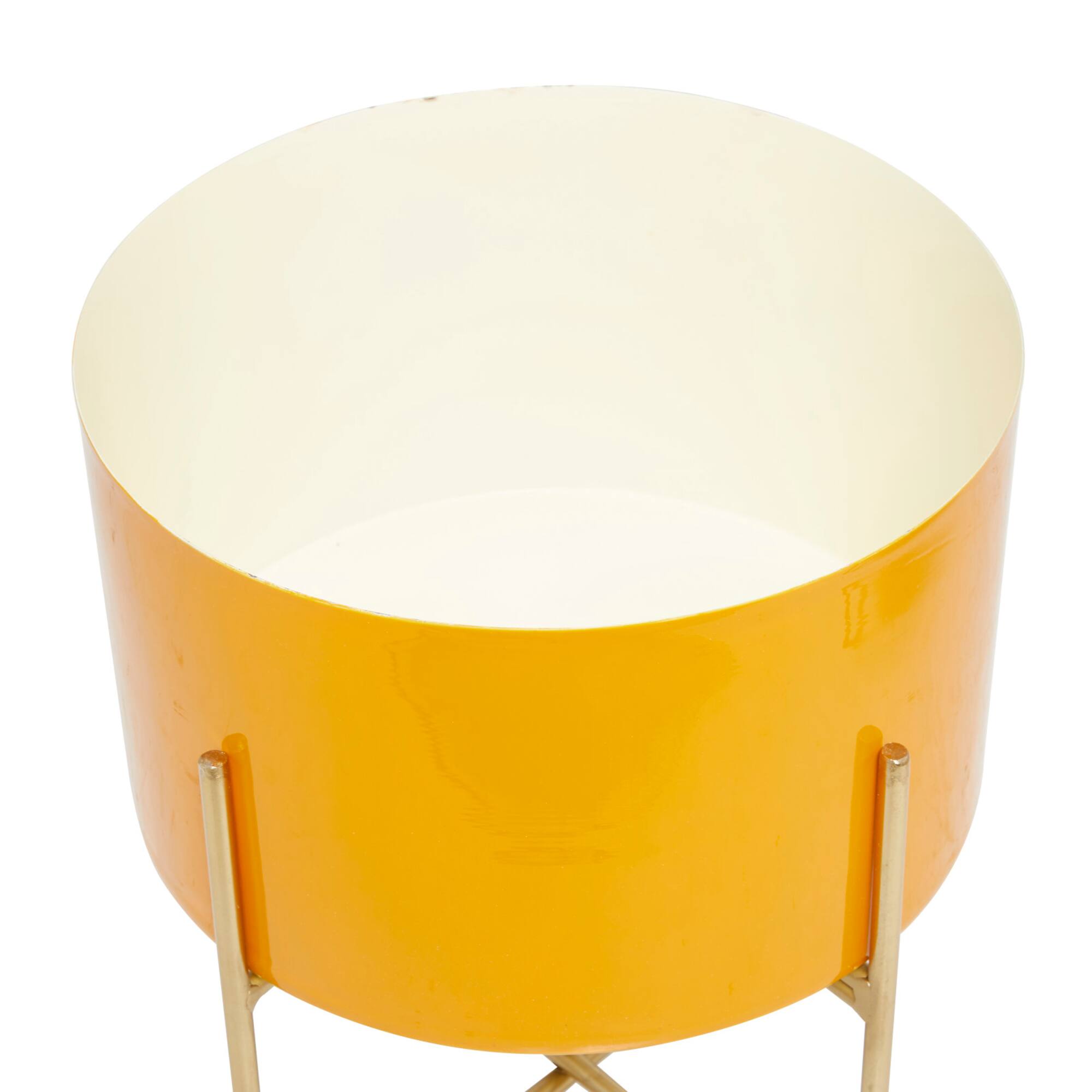 Yellow Modern Planter, Set of 2" 15", 12"